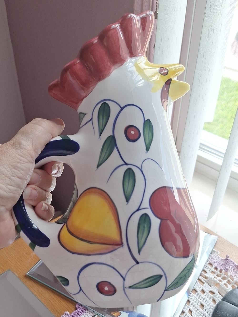 Vintage ceramic rooster pitcher By Style Eyes